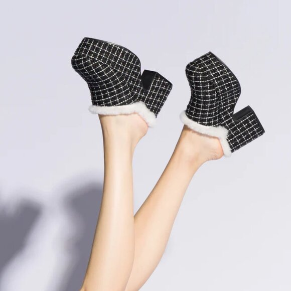 NEW LARROUDE Made In Brazil Miso Platform Lined Mules, black for women 925 13t7 - Picture 2 of 10